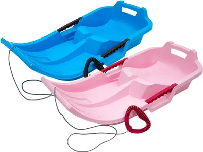 Produktbild von KHW Minibob Spar-Set | Iceblue + Rosa | Rodel Schlitten aus Kunststoff | robust & frostbeständig | leicht & wendig | mit Brems- & Lenkfunktion |  Germany | | 80×40×20 cm