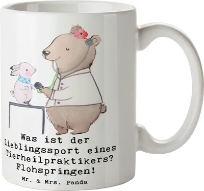 Produktbild von Mr. & Mrs. Panda Teetasse Tierheilpraktiker Humor - Weiß - Geschenk, Flohspringen, kreative Geschenke, Tasse mit Spruch, Trinkbecher, Beruf, Berufsleben, Becher, Herz