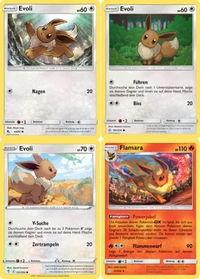 Produktbild von Pokemon Karten Deutsch - Evoli und Entwicklungen - 4 Karten