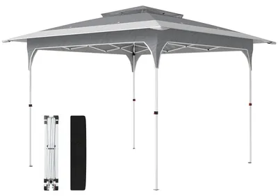 Produktbild von Faltpavillon (3,5 x 3,5 m) mit Doppeldach und Tragetasche, aus Metall und Oxford-Gewebe, Dunkelgrau