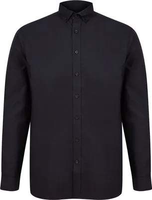 Image de Henbury Hommes Moderne Manches Longues Classique Fit Chemise Oxford PC4011 (4XL) (Noir)
