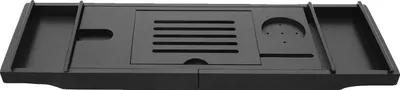 Produktbild von Badewannenregal, erweiterbares Design, langlebige Bambus-Konstruktion, Schwarz
