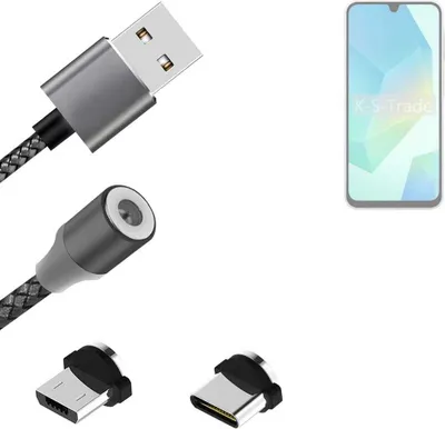 Produktbild von K-S-Trade Hochwertiges Magnet-Lade-kabel Sync-Kabel Daten-Kabel kompatibel mit Samsung Galaxy A16 5G mit USB-Typ-C-Anschluss und Micro-USB-Anschluss