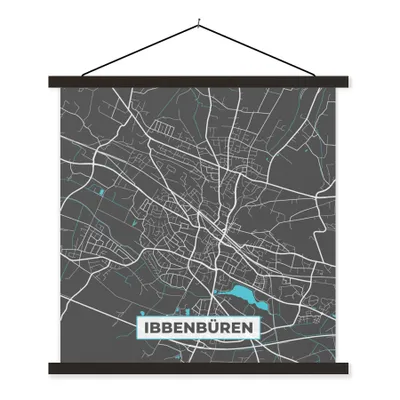 Produktbild von MuchoWow® Textilposter Stadtplan - Karte - Deutschland - Blau - Ibbenbüren - Karte 40x40 cm mit schwarzem Rahmen - Fotos