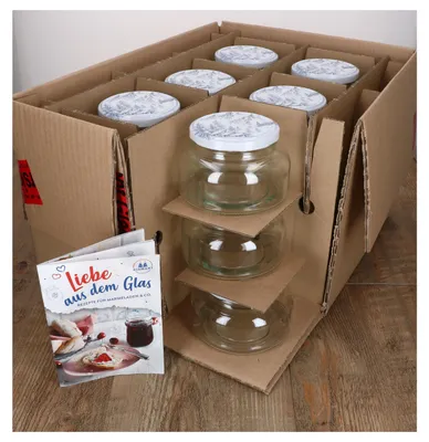 Image de 18 pots à yaourt de 435 ml, bocaux en verre avec couvercle « Alpen », pots à confiture