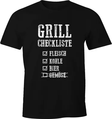Produktbild von Herren T-Shirt Grill-Checkliste Fun-Shirt lustig Moonworks® schwarz 4XL