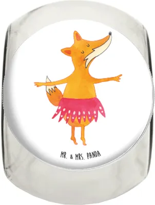 Produktbild von Mr. & Mrs. Panda Kaffeedose Fuchs Ballerina XL 2000ml - Weiß - Geschenk, Füchse, glasbehälter, Ballett, Party, Vorratsbehälter, Glasdose, Vorratsglas, Geburtstag