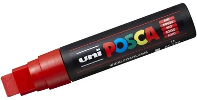 Obrázok produktu pre POSCA uni PC-17K, 1 kusov, Červená, Hrot dláta, Čierna, Červená, 1,5 cm, atrament s vodným základom