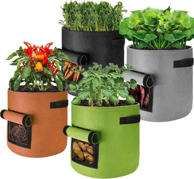 Produktbild von 4 Stück Pflanzsäcke - Aus Vliesstoff - 40 Liter - 30 Liter Vliesstoff Pflanzsäcke - Pflanzsäcke für Balkon - Garten und Gewächshäuser - Pflanzsäcke für Gemüse - Blumen