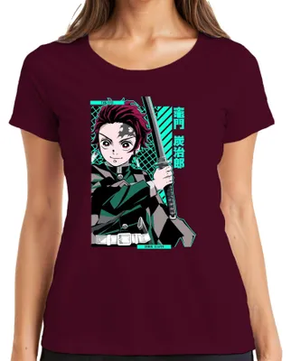 Produktbild von Tanjiro Demon Slayer Kamado Schwert Anime Manga Geschenk Cosplay Damen T-Shirt, Burgundy, S