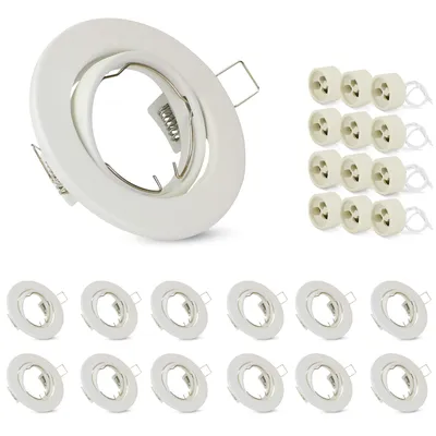 Produktbild von ZMH 12ER GU10 Einbaurahmen Set - Weiss Einbaustrahler Rahmen Einbauleuchte GU10 Fassungen 230V mit Sockel Lochdurchmesser 50mm Einbauspots Rund