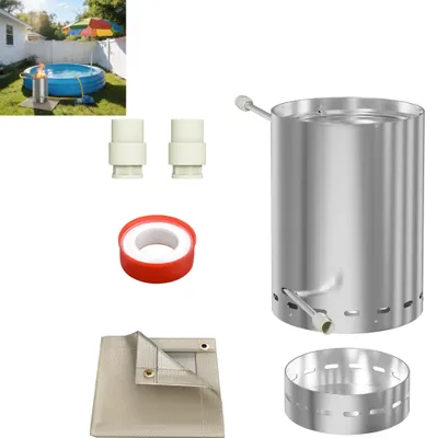 Obrázok produktu pre XMTECH Nerezové kúrenie do bazéna 30×45 cm, pripojenia 32/38 mm, rýchly prenos tepla, pre bazén a záhradnú párty, strieborné