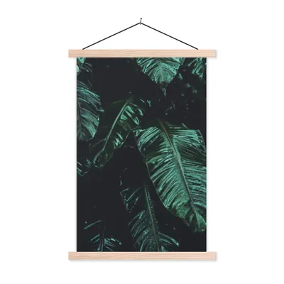 Produktbild von MuchoWow® Textilposter Dschungel - Palme - Blätter - Tropisch 60x90 cm mit holzfarbenen Rahmen - Textil