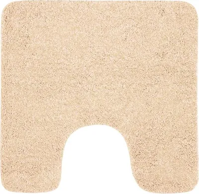 Produktbild von Spirella Badteppich Badematte Duschvorleger Mikrofaser Hochflor | flauschig | rutschhemmend | Gobi | geeignet für Fußbodenheizung | 55x55 cm mit WC Ausschnitt | Beige