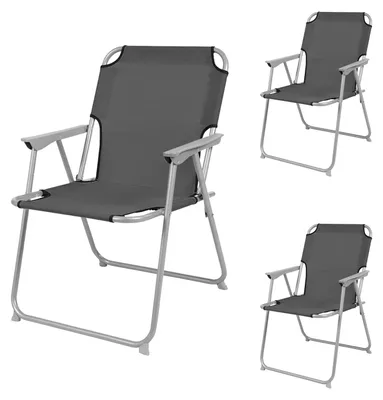 Produktbild von 3 Stück Campingstuhl Klappstuhl Anglerstuhl Oxfort Metall Anthrazit