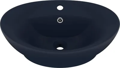 Obrázek produktu pro vidaXL umyvadlo s přepadem Matt Dark Blue 58,5x39cm Keramika