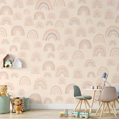 Produktbild von Selbstklebende Folie Fototapete - Pastel Rainbows 294x210 cm Für Kinder e-A-10132-a-a