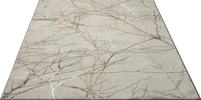 Produktbild von FLOORNOVO Hochflor Teppich Beige Blattmuster - 150 x 80 cm - Besonders Weicher Teppich Wohnzimmer & Badezimmerteppich - Pflegeleicht - vielseitig einsetzbar im Innenbereich