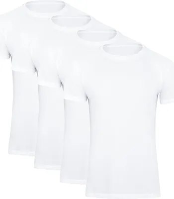 Produktbild von Paolo Renzo Rundhals Basic T-Shirt O-Neck 4 Stück - 100% Baumwolle - Größe XL - Weiß