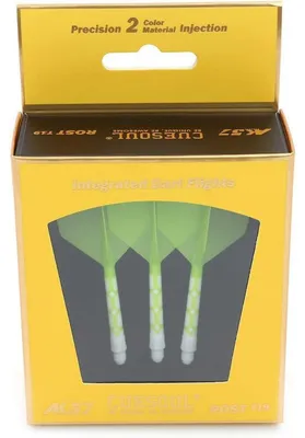 Productafbeelding van Geïntegreerde dartpijlen en vluchtpennen, set van 3, lengte 74 mm, groen/wit
