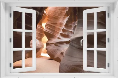 Produktbild von Wallario Wandbild mit Fenster-Illusion: Antelope Canyon Arizona  USA, Größe: 61 x 91,5 cm, Poster mit rahmenlosen Bildhalter
