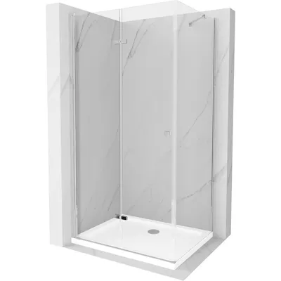 Obrázek produktu pro Mexen Lima skládací sprchový kout 80 x 70 cm, Průhledné, Chromovaná + sprchová vanička Flat - 856-080-070-01-00-4010