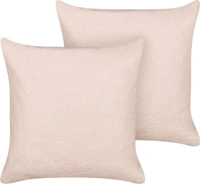 BELIANI 2 poduszki różowe boucle 60 x 60 cm zdejmowana poszewka nowoczesne do salonu sypialni