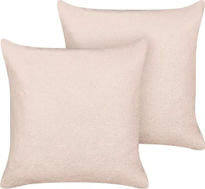 Zdjęcie produktu dla BELIANI 2 poduszki różowe boucle 60 x 60 cm zdejmowana poszewka nowoczesne do salonu sypialni