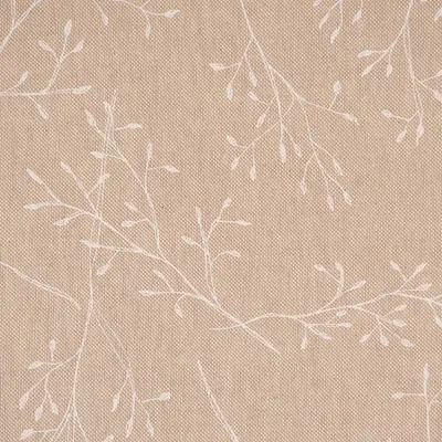 Produktbild von Dekostoff Meterware Pen Drawing Branch Zweige Blätter natur weiß 1,40m