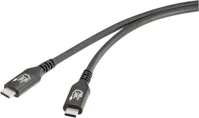 Produktbild von Renkforce USB-Kabel USB4® USB-C® Stecker, USB-C® Stecker 1.00 m Schwarz Aluminium-Stecker RF-5235978