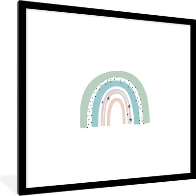 Produktbild von MuchoWow® Gerahmtes Poster regenbogen-kinder-sterne-punkte-pastell1-1 40x40 cm - Poster mit Schwarzem Bilderrahmen Wandposter Rahmen Foto Bilder - Poster - Plakat im Rahmen