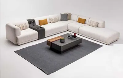 Produktbild von Modulsofa Ecksofa L-Form Stoffsofa Polstersofa Couch Sofa Beige