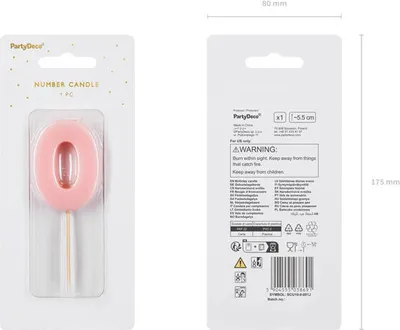 Image de Chiffre 0 Bougie d'anniversaire, rose, 5,5cm