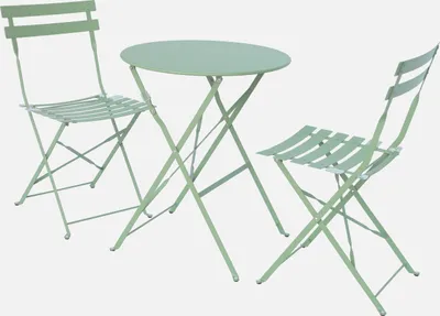 Immagine prodotto di Set tavolo da giardino bistrot pieghevole in acciaio con 2 sedie, Ø60cm, Verde grigio