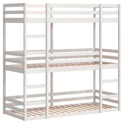 Immagine prodotto di Letto a Castello Triplo Bianco 90x190 cm Legno Massello di Pino
