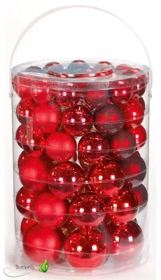 60 kleine & große Christbaumkugeln Rot
