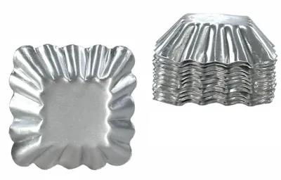 Produktbild von 12 x Backform gewellt für Tarte Dessert Quiche Tartelette Mini-Kuchen Weißblech 35x35mm Lebensmittelqualität, ungiftig und geruchlos