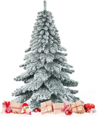 Produktbild von Künstlicher Weihnachtsbaum 180cm, Beflockter Christbaum mit Schnee und 657 Spitzen, Tannenbaum mit stabilem Metallständer, Ideal für Zuhause, Geschäfte, Einkaufszentren, Büro