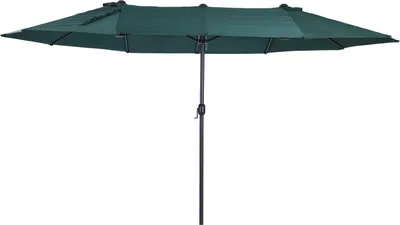 Produktbild von Sonnenschirm Gartenschirm Marktschirm Doppelsonnenschirm Terrassenschirm mit Handkurbel Dunkelgrün Oval 460 x 270 x 240 cm