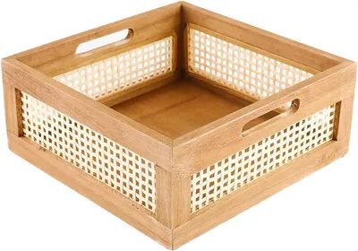 Immagine prodotto di Cestino in legno YAHUAN con maniglie integrate per cucina, camera da letto - marrone rustico