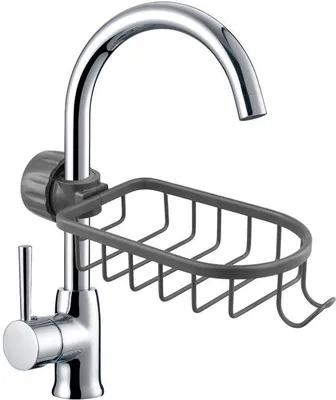 Zdjęcie produktu dla Ibenzoa® Organizer wiszący do kuchni i łazienki – wielofunkcyjny uchwyt do przechowywania, montaż bez wiercenia, aluminium, kolor szary, wymiary: 18 x 10,5 x 4,5 cm