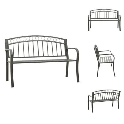 Immagine prodotto di vidaXL Panchina da giardino grigia 120 cm in acciaio - Panchine da giardino
