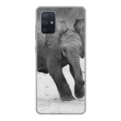 Produktbild von MuchoWow® Handyhülle Schutzhülle Hülle für Samsung Galaxy A51 Elefant - Baby - Tiere - Kröte - Schwarz und weiß Silikon Softcase Handy Hülle - Schutzabdeckung
