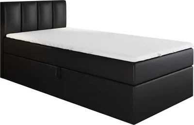 Produktbild von Boxspringbett, Jugendbett GUNNAR 80x200 (Links) mit Bettkästen, Bonell-Matratze und Topper. Farbe: Schwarz