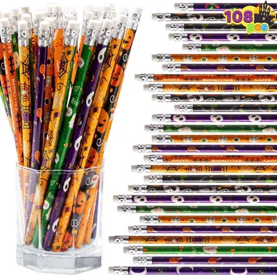 Obrázek produktu pro 108dílná halloweenská sada tužek s gumou - 12 vzorů