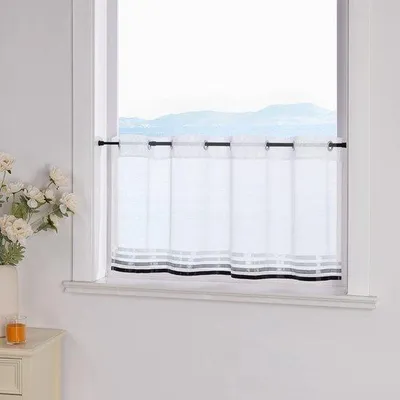 Obrázek produktu pro Průhledná záclona 30 x 120 cm, bílá/černá