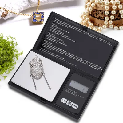 Obrázok produktu pre Mini prenosná vysoko presná LED digitálna vrecková váha Zlaté strieborné diamantové šperky (500g/0,1g)