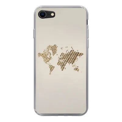 Produktbild von MuchoWow® Handyhülle Schutzhülle Hülle für iPhone 7 Weltkarte - Seil - Braun Silikon Softcase Handy Hülle - Kartenhalter