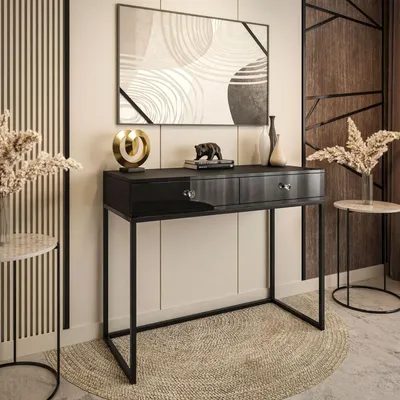 Produktbild von Konsolentisch BLANCO LOFT II, Kristallgriff, Schwarz / Schwarz hochglanz