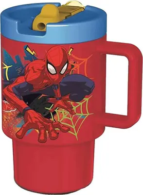 Obrázek produktu pro Dětský plastový hrnek Stor Spiderman s víčkem, 530 ml
